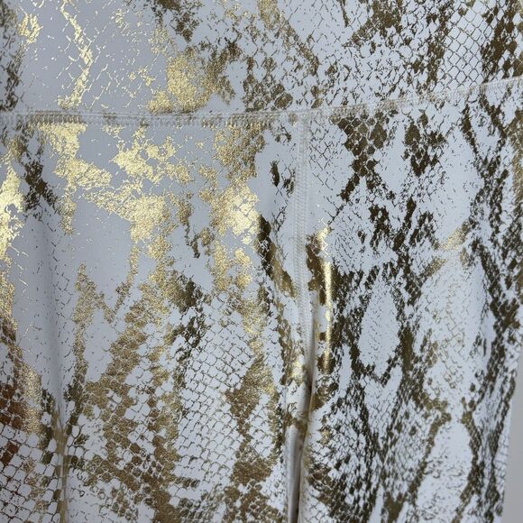 Carbon38 Gold Metallic Animal Snake Skin Print Athletic Leggings and Bra Sz L - Picture 3 of 11